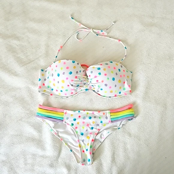 Victoria's Secret Swim Victorias Secret White Bikini Rainbow